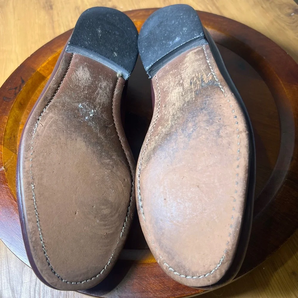 Vintage GH Bass Weejuns Tassel Loafers Handsewn USA Shoes Leather Burgundy 10